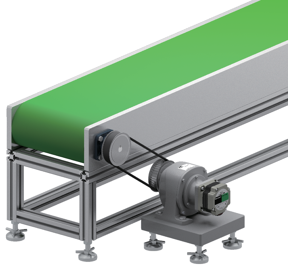 Conveyor with BLE2 foot-mount gearmotor