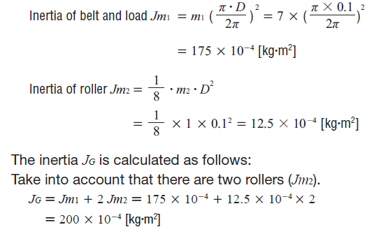 Load inertia calculation example for conveyor