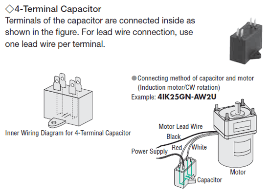 Wiring a 4-terminal capacitor 