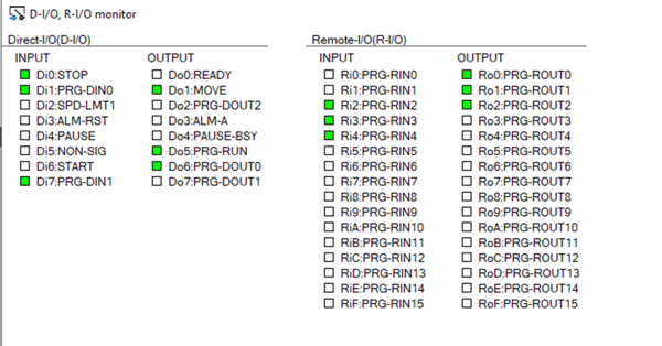 MRC Studio software - I/O status