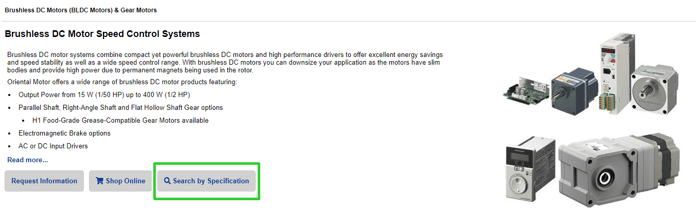 Brushless motors - search by specification