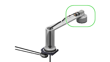 A robot arm with a right-angle gear motor