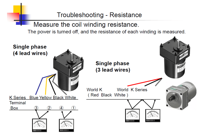 AC motor troublelshooting - measure winding resistance (single-phase)