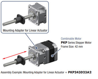 Mounting adapter for linear actuator with 42 mm frame PKP Series stepper motor