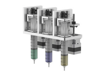 Stepper motor linear actuators on a syringe pump