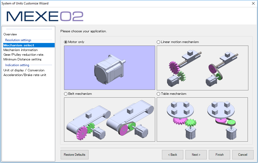 MEXE02 unit conversion - mechanism