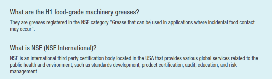 H1 food-grade grease info