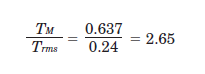 Ratio between RMS torque and rated torque of a servo motor