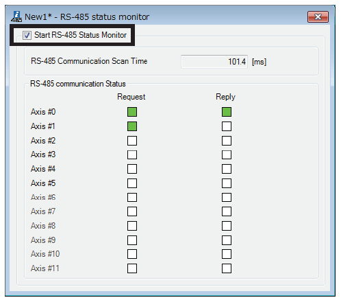 MEXE02 software - RS-485 status monitor